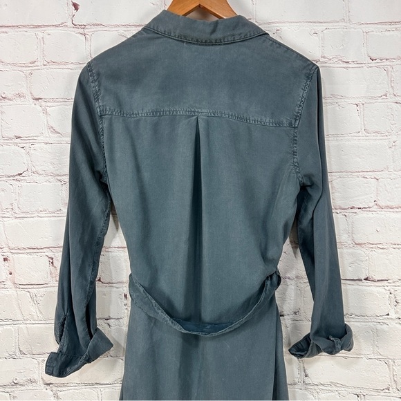 Anthropologie Cloth & Stone chambray utility shirt dress denim tie waist small - Picture 7 of 11